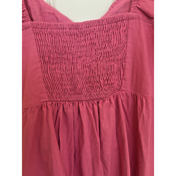 Sim & Sam Hot Pink Babydoll Cotton dress with ruffle shoulder size large - Picture 5 of 5